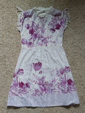 White & Purple Floral Summer Dress